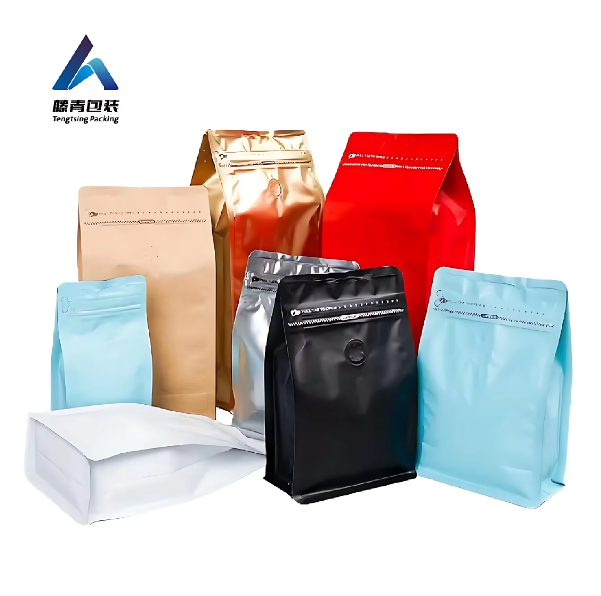 Bolsas de caf&eacute; resellables con v&aacute;lvula de aire unidireccional - Bolsa de fondo plano para granos de caf&eacute;, caf&eacute; molido, t&eacute; y frutas secas