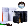 Emballage en plastique de th&eacute; vide personnalis&eacute; biod&eacute;gradable sac de caf&eacute; &agrave; fond plat stratifi&eacute; avec valve et fermeture &agrave; glissi&egrave;re