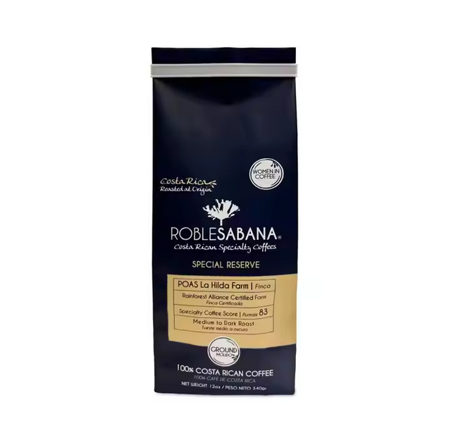 Sac de caf&eacute; noir mat ziplock &agrave; fond plat de haute qualit&eacute; 12 oz 340 g, emballage en plastique de conception personnalis&eacute;e avec valve pour l'alimentation et l'impression
