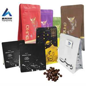 Sacs en plastique adapt&eacute;s aux besoins du client de poches d'emballage de caf&eacute; de fond plat de 12oz 500g 1kgs avec la conception imprim&eacute;e par valve